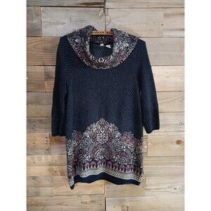MOTH Anthropologie Imperial Garden Tunic Sweater Cowl Neck Sz. Med. Cotton Wool